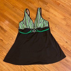 PRINTED V-NECK SWIM DRESS